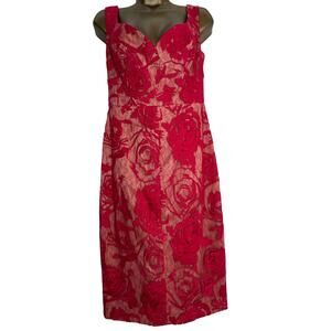 Black Halo red lace sheath dress midi size 4 wedding guest party holiday event